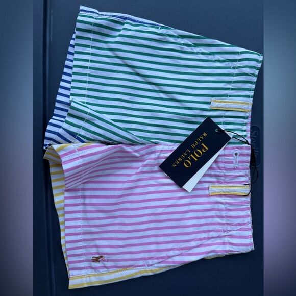 POLO RALPH LAUREN Fun Shirt Cotton Striped Shorts Girls Size 4 Multicolor - Picture 8 of 17
